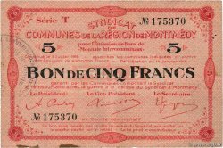 5 Francs FRANCE regionalism and various Montmedy 1916 JP.55-15 VF
