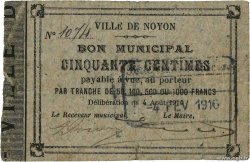 50 Centimes FRANCE régionalisme et divers Noyon 1914 JP.60-061 TB