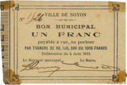 1 Franc FRANCE Regionalismus und verschiedenen Noyon 1914 JP.60-062 VZ