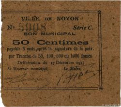 50 Centimes FRANCE Regionalismus und verschiedenen Noyon 1915 JP.60-068 SS