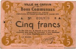 5 Francs FRANCE regionalism and various Carvin 1915 JP.62-0240 VF