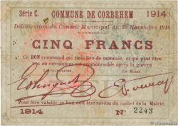 1 Franc FRANCE regionalism and various Corbehem 1914 JP.62-0258 VF