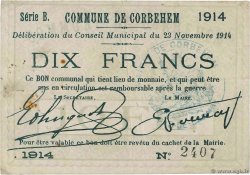 10 Francs FRANCE regionalism and miscellaneous Corbehem 1914 JP.62-0259 VF-