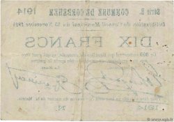 10 Francs FRANCE Regionalismus und verschiedenen Corbehem 1914 JP.62-0259 fSS