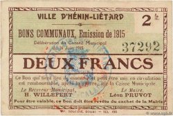 2 Francs FRANCE regionalism and miscellaneous Henin-Lietard 1915 JP.62-0731 XF