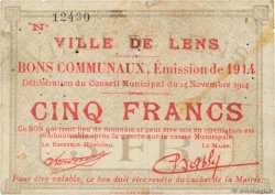 5 Francs FRANCE regionalism and various Lens 1914 JP.62-0799 VF