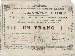 1 Franc FRANCE regionalism and various Monchy-Le-Preux 1915 JP.62-0902