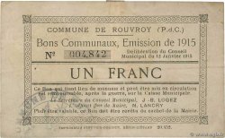 1 Franc FRANCE regionalism and various Rouvroy 1915 JP.62-1185 VF