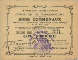 1 Franc FRANCE Regionalismus und verschiedenen Rumaucourt 1915 JP.62-1216