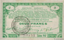 2 Francs FRANCE regionalism and miscellaneous 70 Communes 1915 JP.62-0071 XF