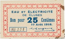 25 Centimes FRANCE regionalism and miscellaneous Cluses 1916 JP.74-18 VF