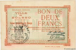 2 Francs FRANCE Regionalismus und verschiedenen Bolbec 1914 JP.76-007
