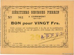 20 Francs Annulé FRANCE Regionalismus und verschiedenen Cornimont 1914 JP.88-050 VZ
