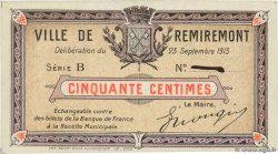 50 Centimes FRANCE régionalisme et divers Remiremont 1915 JP.88-059 NEUF