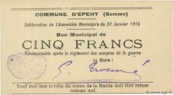5 Francs FRANCE régionalisme et divers Epehy 1915 JP.80-137
