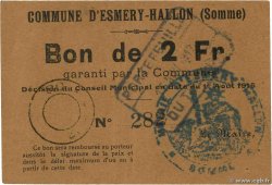 2 Francs FRANCE regionalism and various Esmery-Hallon 1915 JP.80-201 XF
