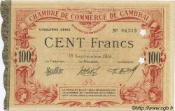 100 Francs Annulé FRANCE regionalism and various Cambrai 1914 JP.037.40 AU