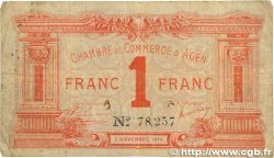 1 Franc FRANCE regionalism and various Agen 1914 JP.002.03 F