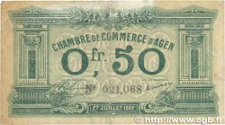 50 Centimes FRANCE regionalism and various Agen 1922 JP.002.16