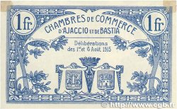 1 Franc FRANCE regionalism and various Ajaccio et Bastia 1915 JP.003.02 XF