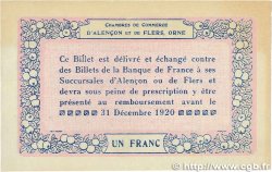 1 Franc FRANCE regionalism and various Alencon et Flers 1915 JP.006.24 XF+