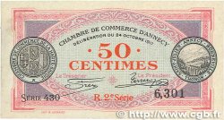 50 Centimes FRANCE regionalism and miscellaneous Annecy 1917 JP.010.09 VF+