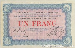 1 Franc FRANCE Regionalismus und verschiedenen Auxerre 1915 JP.017.01