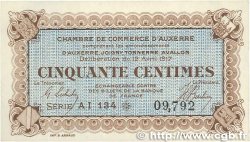 50 Centimes FRANCE Regionalismus und verschiedenen Auxerre 1917 JP.017.16 VZ+