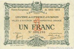 1 Franc FRANCE regionalism and various Avignon 1915 JP.018.05 VF+