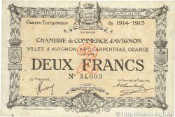 2 Francs FRANCE regionalismo y varios Avignon 1915 JP.018.08