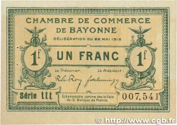 1 Franc FRANCE regionalism and miscellaneous Bayonne 1916 JP.021.32 AU-