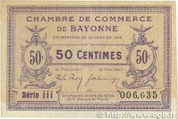 50 Centimes FRANCE regionalism and miscellaneous Bayonne 1918 JP.021.57 VF