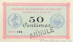 50 Centimes Annulé FRANCE Regionalismus und verschiedenen Belfort 1915 JP.023.03 fST