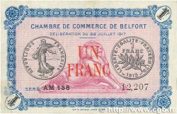 1 Franc FRANCE Regionalismus und verschiedenen Belfort 1917 JP.023.32 fVZ