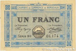 1 Franc FRANCE regionalismo y varios Bordeaux 1917 JP.030.14 MBC