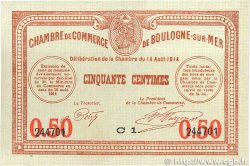 50 Centimes FRANCE regionalism and miscellaneous Boulogne-Sur-Mer  1914 JP.031.14 XF+