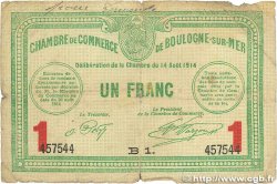 1 Franc FRANCE regionalism and various Boulogne-Sur-Mer  1914 JP.031.15 G