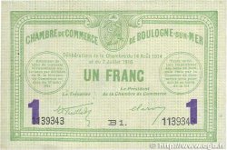 1 Franc FRANCE Regionalismus und verschiedenen Boulogne-Sur-Mer  1914 JP.031.24 fVZ