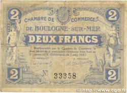 2 Francs FRANCE Regionalismus und verschiedenen Boulogne-Sur-Mer  1920 JP.031.28 SGE