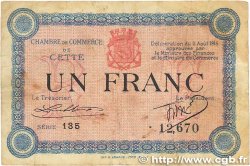 1 Franc FRANCE regionalism and various Cette, actuellement Sete 1915 JP.041.14 F