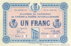 1 Franc Spécimen FRANCE regionalism and miscellaneous Châlon-Sur-Saône, Autun et Louhans 1916 JP.042.05 XF