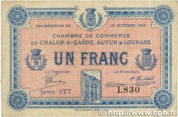 1 Franc FRANCE Regionalismus und verschiedenen Châlon-Sur-Saône, Autun et Louhans 1916 JP.042.10 fSS