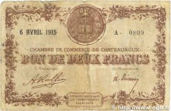 2 Francs FRANCE regionalism and miscellaneous Chateauroux 1915 JP.046.04 G