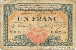 1 Franc FRANCE regionalismo y varios Corbeil 1920 JP.050.03