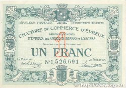 1 Franc FRANCE Regionalismus und verschiedenen Évreux 1920 JP.057.19 VZ+