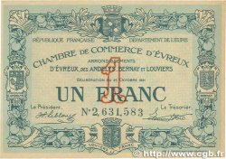 1 Franc FRANCE Regionalismus und verschiedenen Évreux 1921 JP.057.20 VZ+
