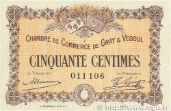 50 Centimes FRANCE regionalism and various Gray et Vesoul 1915 JP.062.01 UNC-