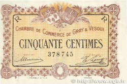 50 Centimes FRANCE regionalismo e varie Gray et Vesoul 1915 JP.062.07 SPL+
