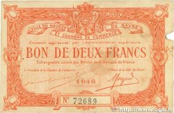 2 Francs FRANCE regionalism and miscellaneous Le Havre 1916 JP.068.16 VF-