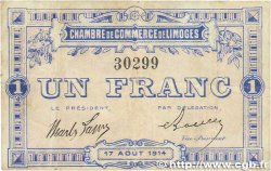 1 Franc FRANCE Regionalismus und verschiedenen Limoges 1914 JP.073.03 fSS